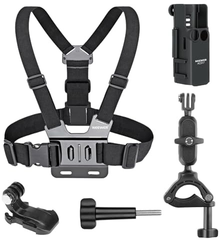 NEEWER BÁSICO Kit 5 En 1 Accesorios Compatible con dji OSMO Pocket 3, Arnés Montaje Pecho Soporte Bici Aleación Aluminio con Adaptador Extensión para Filmación Videos Acción Ciclismo, GP-69