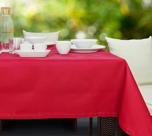 CKM Gartentischdecke aus robustem Polyester-Strukturgewebe Kuvertecken abwischbar (140 x 240cm Rot)