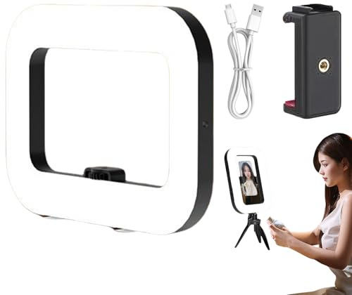 Luz de Anillo para fotografía, Luz de Anillo de teléfono - Estabilizador de la lámpara de Relleno de grabación de Video,Luz de Anillo Cuadrado de Selfie Anti-Shake para Maquillaje de Belleza, Estudio