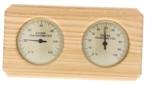 Veemoon Thermomètre Et Hygromètre Bois pour Sauna Appareil Mural De Contrôle De Température Et Humidité pour Maison Et Spa Design Élégant Et Résistant Chaleur