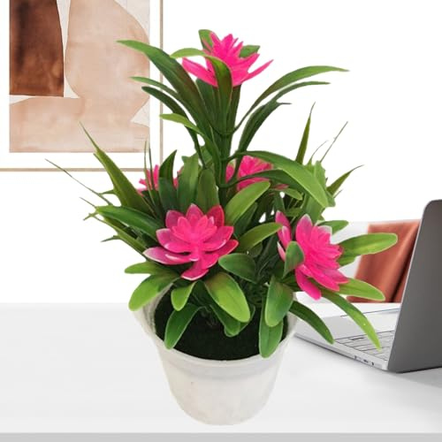 Zyntora Plantes artificielles en pot | Plantes artificielles en pot – Fleurs artificielles sans arrosage, décoration esthétique pour table, table basse, bureau, étagère, salle de bain, salle à manger