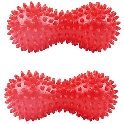 COLLBATH 2 Pezzi Palline per Rilassamento Muscolare Forma di Arachide Mini Roller per Cervicale Spalle Schiena Strumento Portatile per Rilassamento Muscoli Collo Vita Gambe Rosso 2pcs