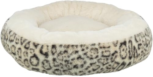 TRIXIE Hundebett Leo, rund, weiches Hundekissen in Creme, ø50cm - gemütliches Hundekörbchen mit Softplüsch - 374240