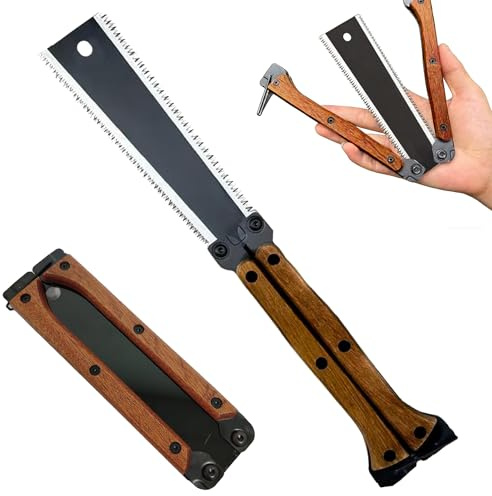 Scie à main japonaise, petite scie à tirer japonaise pliante de 16 cm, scie d'élagage japonaise pliante avec lame à double tranchant, lame Sk5 (13/14 Tpi) pour bois, camping et travail du bois