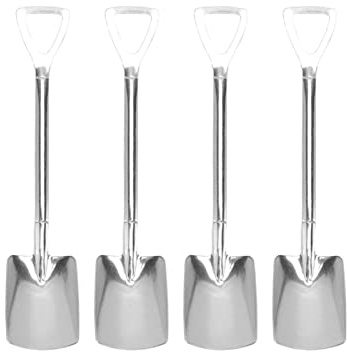 Buachois Cuchara Cucharón de Acero Inoxidable, Cuchara Postre para Helado y Fruta, Diseño Innovador, Pequeña y Portátil, para Hogar o Cafetería (Pala Cuadrada 4)