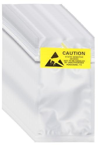 QUARKZMAN 100 Pcs Bolsas Antiestáticas 2.4 x 4.5 Bolsa De Blindaje ESD Reutilizable con Etiquetas para Disco Duro HDD SSD Dispositivos Electrónicos Placas Madre, Plateado