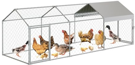 RBFGYIOP Ampio Pollaio in Metallo Resistente Con Recinto Walk-in - Gabbia Pollame Esterno 120 x 40 x 40, Copertura Impermeabile Anti-UV, Recinto Portatile Per Animali Per Cortile, Cortile, Fattoria