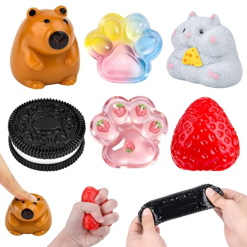 Taba Squishy Fidget Toys, 6 Stück Squishy Spielzeug für Erwachsene | Anti Stress Spielzeug Fufu Squishy Squeeze Toy für Adhs Erwachsene Büro Schule Reisen