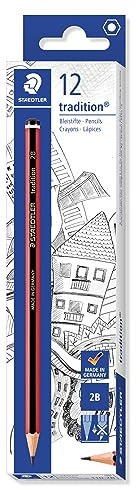 STAEDTLER Tradition 110 Ritblyertspennor – 2B, 12-pack | Robust brytsäker penna, mjuk 2B-gradering för skisser – FSC-trä – Art.-Nr. 110-2B