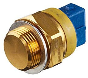 HELLA 6ZT 007 801-051 Interrupteur de température, ventilateur de radiateur - 12V - 2pôle - Fiche plate - vissé - Relais à courant de travail - Marquage par teinture: jaune