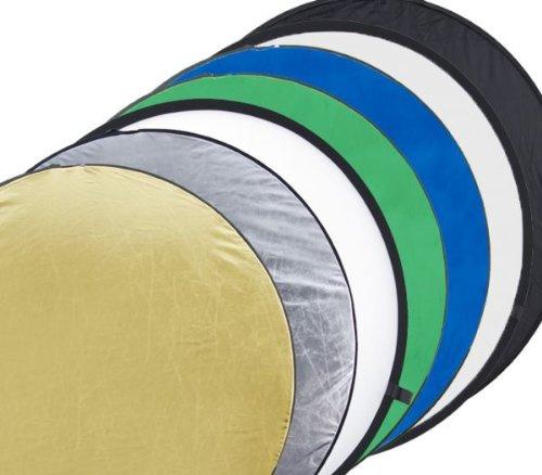 ayex 7-in-1 Faltreflektor Set Ø 110 cm Gold Silber Weiß Schwarz Blau Grün Diffusor mit Tragetasche