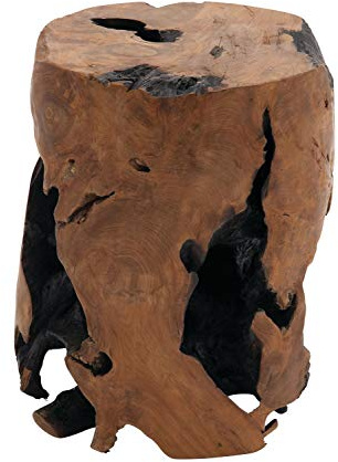 Deco 79 Teak Wood Handmade Live Edge Stump Accent Table with Charred Detailing, 14 x 14 x 18, Brown