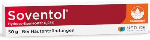 Soventol HydroCortisonACETAT 0,25% Cremogel 50 g bei Sonnenbrand, Hautentzündungen & Juckreiz - kühlt sanft & schnell die Haut - entzündungshemmend
