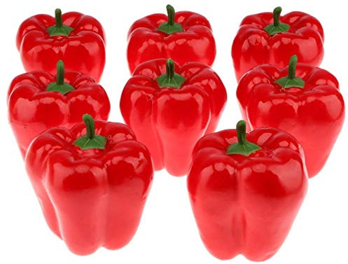 Gresorth 8pcs Artificial Big Bell Red Pepper Decoration Fake Vegetable Home Kitchen Cabinet Model