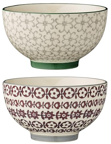 Bloomingville 21100612 SCH 2-Set, Porzellan, Grün, Aubergine