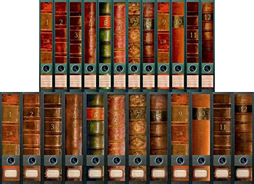 24er Set Ordnerrücken für breite und schmale Ordner Bücher Lexikon Ordner Aufkleber Etiketten Deko AJ 311 312 313 609 610