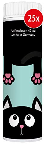 PUSTEFIX Seifenblasen Set I 25 x Kleinpackung Tiere Katze I Bunte Katzen-Bubbles Made in Germany I Seifenblasen für Kinder-Geburtstag, Hochzeit, Standesamt, Polterabend I 25 x 42 ml Vorteilspack