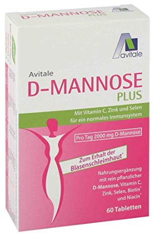 Avitale D-Mannose Plus 2000mg Tabletten mit Niacin und Biotin zur Förderung der Blasenschleimhaut* - Nur 2 Tabletten täglich!, 60 Stück