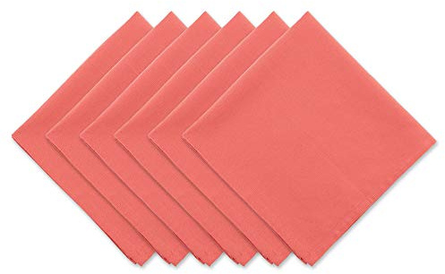 DII Solid Pastel Napkin Set Cotton, Machine Washable, 20x20 Inch, Coral Reef, 6 Count