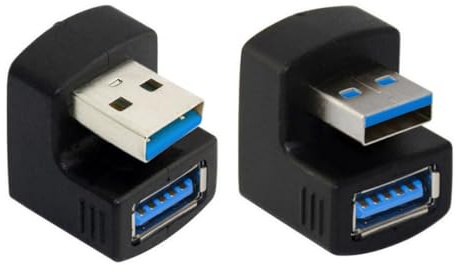 chenyang 2 Pack USB 3.0 Extender Adapter, USB 3.0 Stecker auf Buchse Datenübertragung Aufladen 180 Grad Winkeladapter