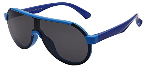 FOURCHEN Occhiali da sole polarizzati classici per bambini da aviatore per ragazzi e ragazze, montatura flessibile TPEE occhiali da sole per bambini, Blu
