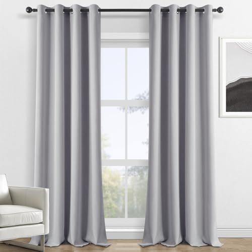Topfinel Gardinen Outdoor Vorhang Blickdicht Verdunkelungsvorhang Grau Vorhänge Mit Ösen Verdunklungsgardine Vorhang Outdoor Für Balkon Terrassentür Blackout Curtains, 2 Stücke, 280 X 140 cm