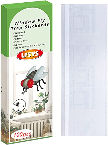 100 Stück Fensterfliegenfallen, Fruchtfliegenfallen für den Innenbereich, klebrige Fliegenpapierstreifen, Fliegenfallen für den Innenbereich, Insektenfänger, transparent.