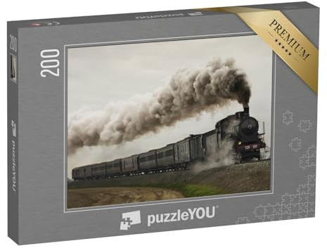 puzzleYOU: Puzzle 200 Teile „Alter schwarzer Dampfzug“ – aus der Puzzle-Kollektion Eisenbahn