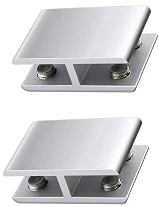 Glasklemme, Halterung aus Aluminiumlegierung für 8–12 mm dickes Glas, 2 Stück | 58 x 40 mm, doppelseitig, verstellbar, 180 Grad, rechteckig