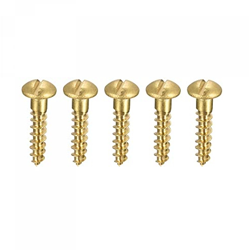 sourcing map Holzschrauben, M3,5 x 16 mm, Schlitz, Rundkopf, Messing, selbstschneidende Schrauben, 50 Stück