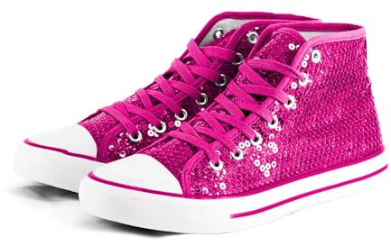 Party Factory Chaussures à paillettes, avec des paillettes, en différentes tailles, pour femmes et hommes, baskets de designer, sneakers pour le carnaval, rose bonbon, 38 EU