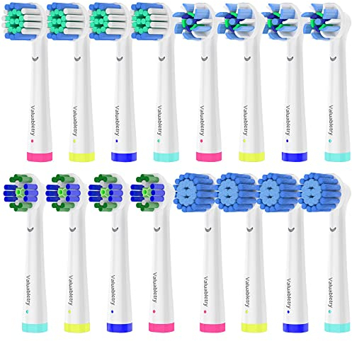 Oral B Compatible Toothbrush Heads, Pack of 4 Precision Clean, 4 Cross Clean, 4 3D Whitening Clean and 4 Sensitive Clean. 16 Count Replacement Brush Heads for Most Braun Oral B Electric Toothbrush.