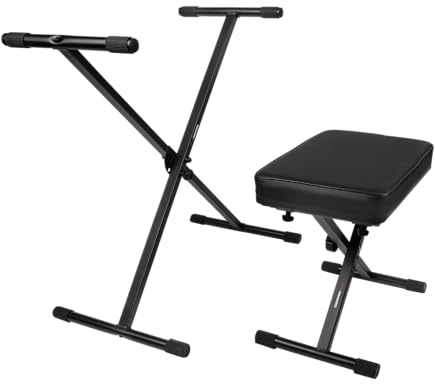 Gator Frameworks Kompakte und klappbare Keyboard-Bank und X-Stand Set; (GFW-KEYBENCH-Set)