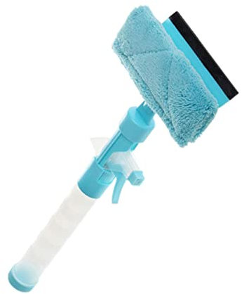 COLLBATH Glass Cleaning Tool Water Spray Window Squeegee Cleaner Plastic Window Wiper for Bathroom Wall Shower Door Car Mirror Blue