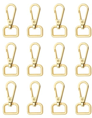 TAIYOU 12 Stück Golden Schwenker Hummer Haken Drehbare Karabinerhaken Legierung Schlüsselanhänger Karabinerhaken Schnallen zur Produktion von Handgemachten Taschen Rucksäcke Basteln Verwendet