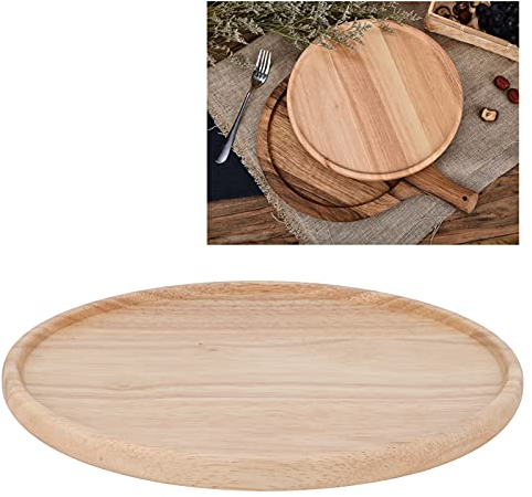 BEIJIALY Holzteller, Runde Speiseteller, Servierplatten aus Holz, Nicht Bemalt, Pizzateller, Serviertablett, Geschirr, Heimrestaurant, Servierteller