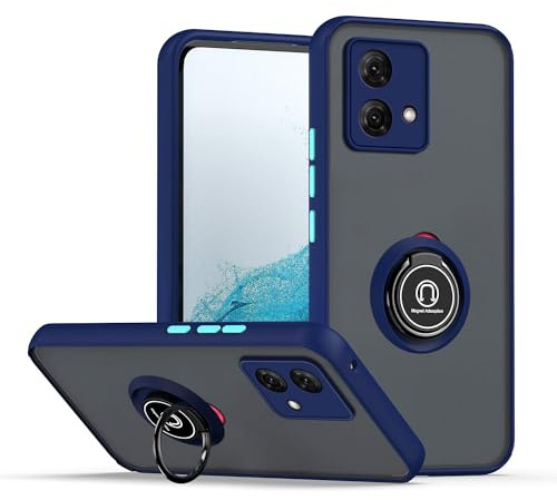 XINYEXIN Funda para Motorola Moto G84, Funda con Soporte de Anillo, TPU + PC Translúcido Anti- Arañazos Carcasa Protectora Antigolpes Case Cover - Azul Real