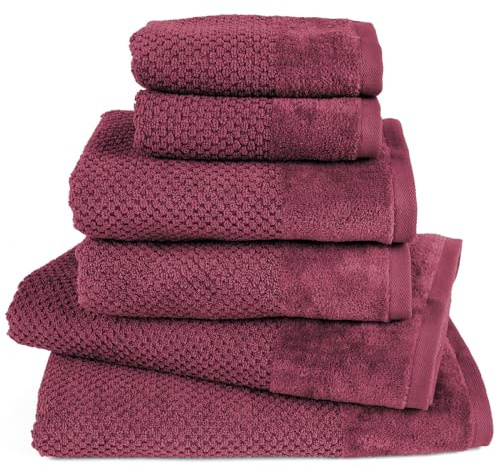 Pure Label Handtuch Set 6tlg 2xDusch 2xHand 2xGäste Beere | 100% Baumwolle, weich & saugstark - Waschbar bis 60∘C, trocknergeeignet