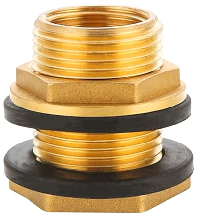 Traversée de tonneau d'eau de pluie en laiton femelle G3/4(Ø24mm) x mâle G1(Ø32,5mm),2 joint d'étanchéité inclus,Raccord de réservoir Passage pour réservoirs Réservoirs Fûts