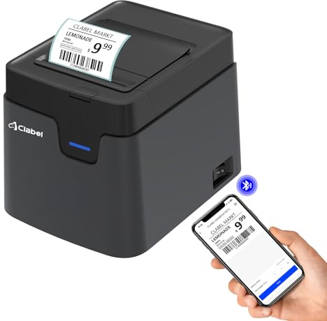 CLABEL Etikettskrivare Bluetooth självhäftande, termo 321D etikettmaskin skrivbord ettikettdekaler etikettskrivare för streckkod med en rulle 60 x 40 mm etiketter EU-kontakt