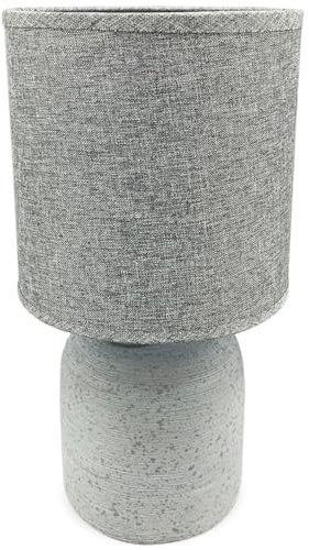 Tischlampe beton-optik Nachttischlampe grau mit Kabel - Moderne Keramik Tischleuchte Dekolampe Landhausstil indirektes Licht - Kleine Deko Lampe 17 x 27 cm Ambientebeleuchtung Wohnzimmer Schlafzimmer