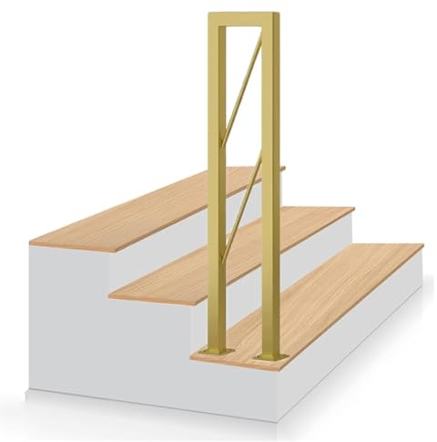 U-Shaped Handrails for Indoor Stair/Outdoor Steps, Industrial Transitional Hand Rail Railing, Loft Corridor Guardrail Support Poles/Grab Bars(Gold,75cm/29.5in)