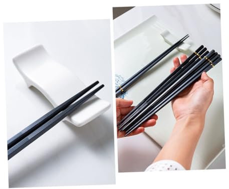 Mikinona 5paires Baguettes Pointues Noires Antidérapantes Pour Maison Et Restaurant Set De Résistant Corrosion Haute Durabilité Pour Service Alimentaire Sans Odeur Et Usage Prolongé
