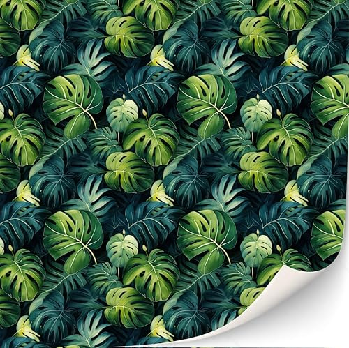 3 Sheets Self-Adhesive Wallpaper for Dollhouses Scale 1:12 Modern Wallpaper Art Deco Wallpaper Artdeco Wallpaper (Monstera)