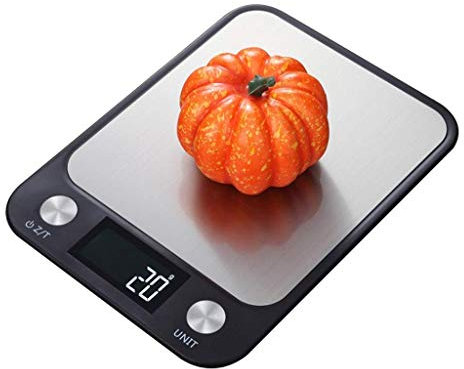 OOMRNV Balance de Cuisine numérique Multifonction, Grande Plate-Forme et Affichage rétroéclairé, Balance de Cuisine Noire en Acier Inoxydable de 1g à 5kg/11lb