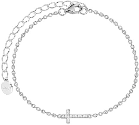 XENOX® Kreuz Armband - Damen Armband aus hochwertigem 925/- Sterlingsilber mit Kreuz-Anhänger und Zirkonia-Steinen