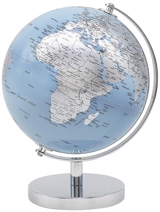 The Leonardo Collection Globe Blue & Silver 15cm For Home & Office | World Map Globe For Kids And World Globes For Adults | Globes of Earth For Knowledge & Decoration | Ideal Map of The World For All