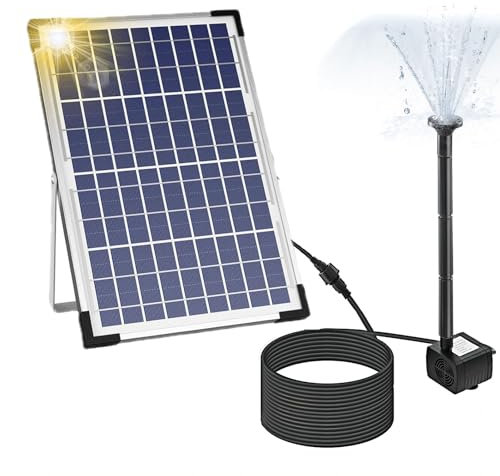 YIWEOG Fontaine Pompe de fontaine solaire 10 W avec grand panneau solaire 3 buses max. Hauteur de l'eau 100 cm pour la décoration de jardin de petit étang d'aquarium de bain d'oiseau