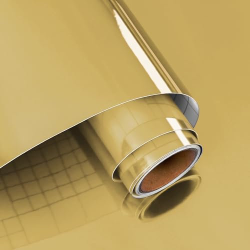 VaryPaper Carta da Parati Effetto Metalli Oro Adesivi per Specchi Spesso 40cmx200cm Autoadesivi Specchi Flessibili Carta Adesiva per Mobili Pellicola Adesiva per Frigorifero Armadio Piano da Lavoro