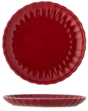 Bloomingville Latina Plato D20 x 2 cm – Plato Llano de gres – Plato de cerámica Uso Diario y Ocasiones Especiales – Apto para lavavajillas y microondas (Rojo)